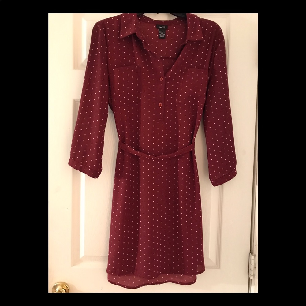 Burgundy polka dot dress